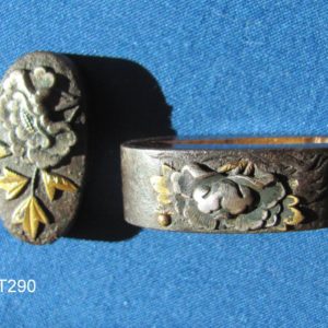 T290. Iron with Gold & Silver Fuchi Kashira