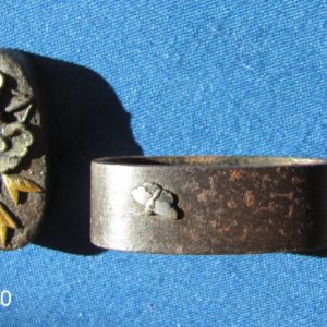 T290. Iron with Gold & Silver Fuchi Kashira