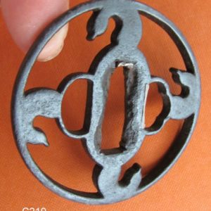 C219. Iron Sukashi Tsuba with Gourds as Manji