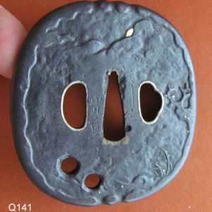 Q141. Signed Iron Tsuba with Fine Yakite Surface