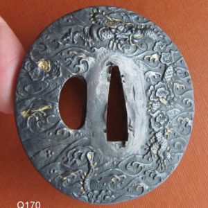 Q170. San Mai Awase Tsuba, Dragon in Waves