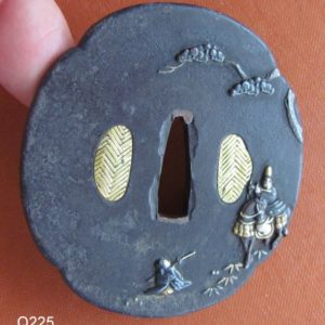 Q225. Iron Tsuba with Inlay