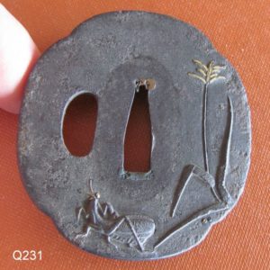 Q231. Iron Tsuba with Mantis