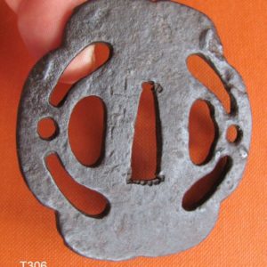 T306. Iron Sukashi Tsuba Signed Yamakichibei. Dragonflys