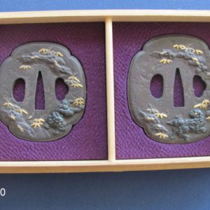 Q120. Boxed Set Daisho Tsuba. Shishi