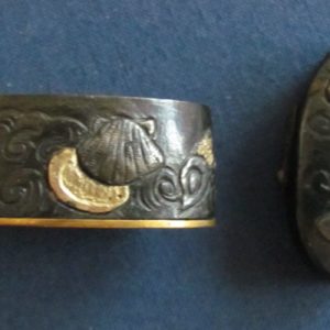 Q211. Shakudo Fuchi Kashira with Shells