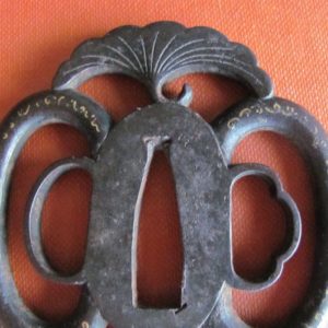 Q246. Iron Sukashi Tsuba with Gold