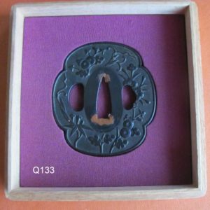 Q133. Fine Tsuba Papered to Ko-Kinko with Kanzan Hakogaki to…