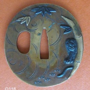 Q118. Soft Metal Tsuba with Lurking Tiger