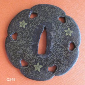 Q249. Iron Tsuba with Brass, Heianjo