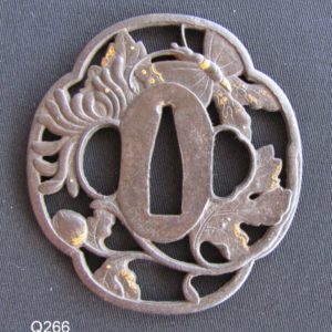 Q266. Sukashi Iron Tsuba, Butterfly