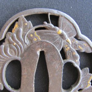 Q266. Sukashi Iron Tsuba, Butterfly