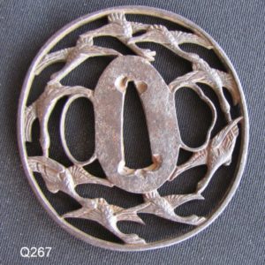 Q267. Iron Sukashi Tsuba , Geese in Flight