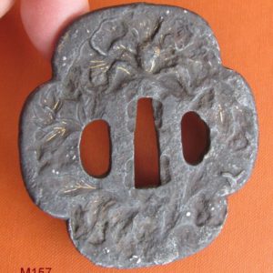 M157. Iron tsuba with silver ten zogan and gold/brass