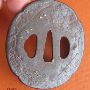 M160. Iron tsuba with gold inlay