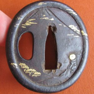 T361. Small Iron Tsuba with Mt. Fuji