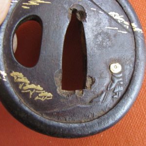 T361. Small Iron Tsuba with Mt. Fuji