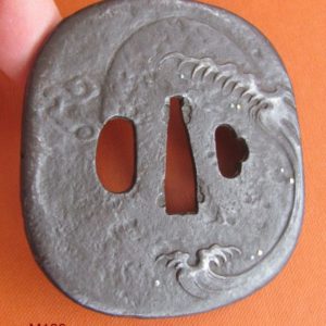 M189. Iron with gold and silver ten zogan tsuba