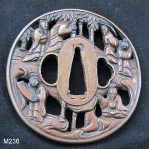 M236. Copper Tsuba with 7 Sages