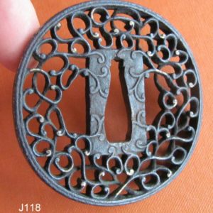 J118. Namban Tsuba, Karakusa Sukashi