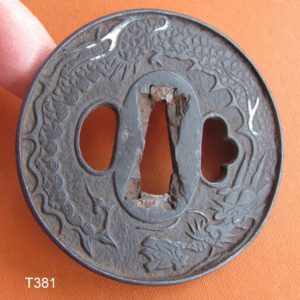 T381. Iron Tsuba with Fearsome Dragon