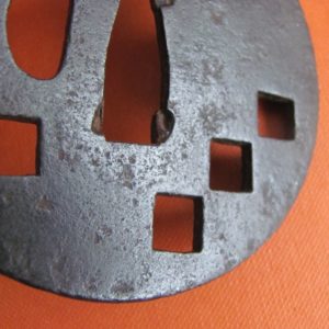 T385. Iron Sukashi Tsuba. Stepping Stones