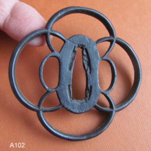 A102. Iron Sukashi Tsuba. 4 Rings