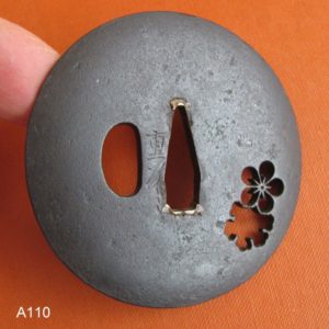 A110. Snowflake & Cherry Sukashi Tsuba