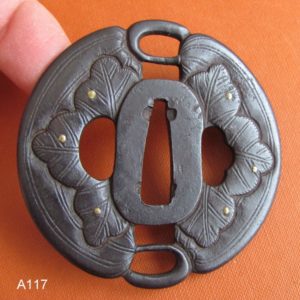 A117. Iron Sukashi Tsuba. 2 Gourds