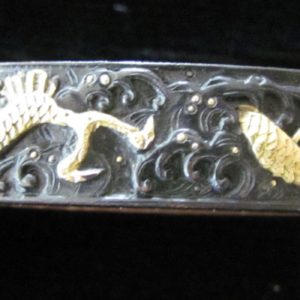 Q272. Fuchi Kashira: Gold Dragons on Shakudo