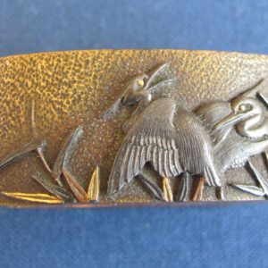 R107. Fuchi Kashira, Great Herons in Flight