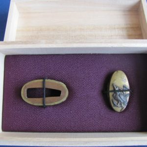 R127. Fuchi Kashira, Kingfisher on Reeds