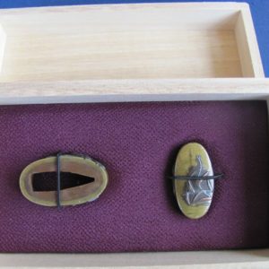 R128. Fuchi Kashira, Kingfisher on Reeds