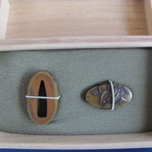 R133. Fuchi Kashira, Night Heron on Reeds