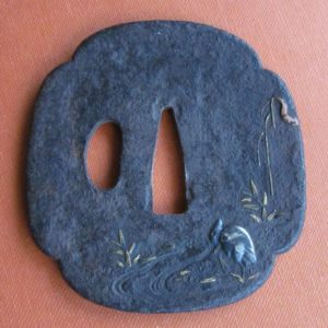 R139. Iron Tsuba, Heron & Reeds