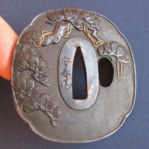 T400. Fine Kinko Tsuba Signed Yasuharu