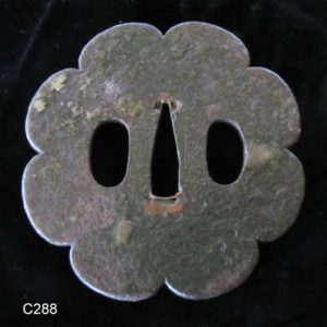 C288. Iron Tsuba with Soft Metal, Nara Kaji Iyekuni