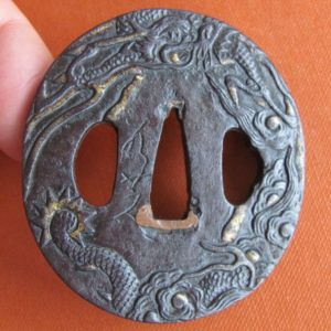 T406. Signed Jakushi Tsuba with Hako-gaki