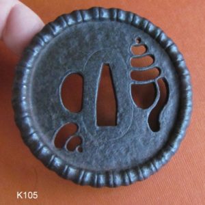 K105. Large, Heavy Iron Sukashi Tsuba