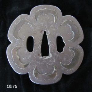 Q575. Large Iron Tsuba with Shakudo Bats