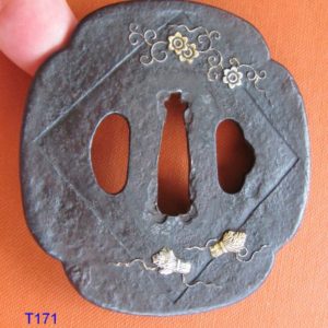 T171. Inlaid iron tsuba.