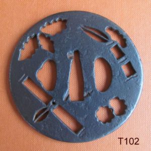 T102. Iron sukashi tsuba