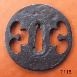 T116. Thick Iron Sukashi Tsuba