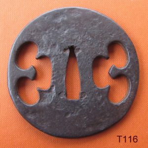 T116. Thick Iron Sukashi Tsuba