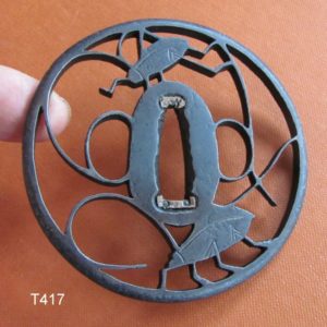 T417. Iron Sukashi Tsuba, Bell Crickets