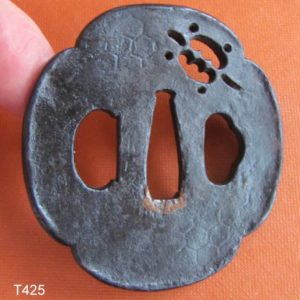 T425. Iron Sukashi Tsuba Signed Nobuie