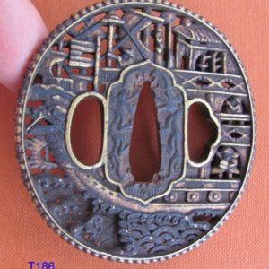 T186. Wonderful Namban Tsuba with Chinese Boat