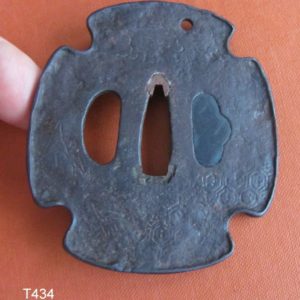 T434. Iron Tsuba, Bird and Landscape