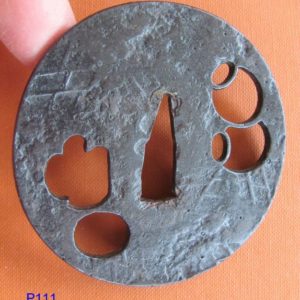 P111. Papered Tempo Iron Sukashi Tsuba