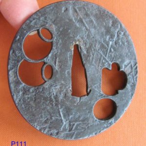 P111. Papered Tempo Iron Sukashi Tsuba